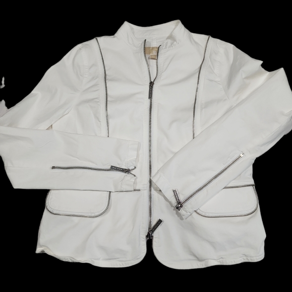 Michael Kors White Zippered Jacket. 10 - Picture 7 of 16
